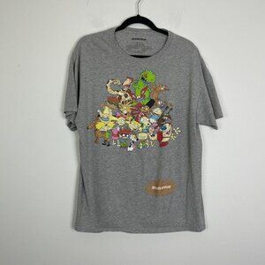 Nickelodeon Gray Cartoon Characters Graphic T-shirt Size Large Unisex